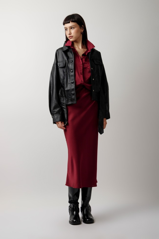 SATIN MIDI SKIRT WITH ELASTIC