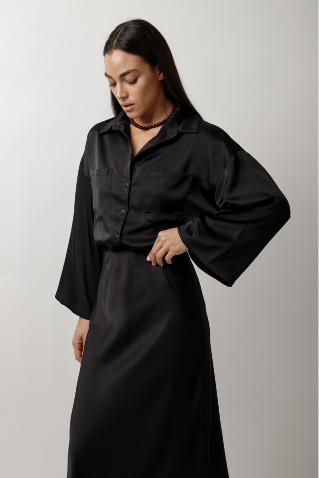SATIN MIDI SKIRT WITH ELASTIC