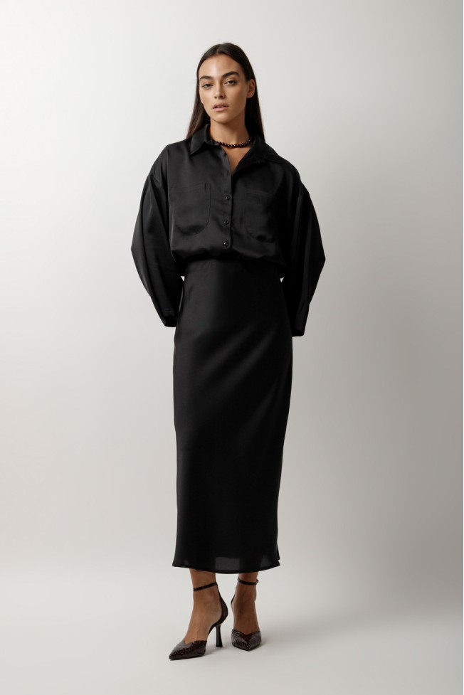 SATIN MIDI SKIRT WITH ELASTIC