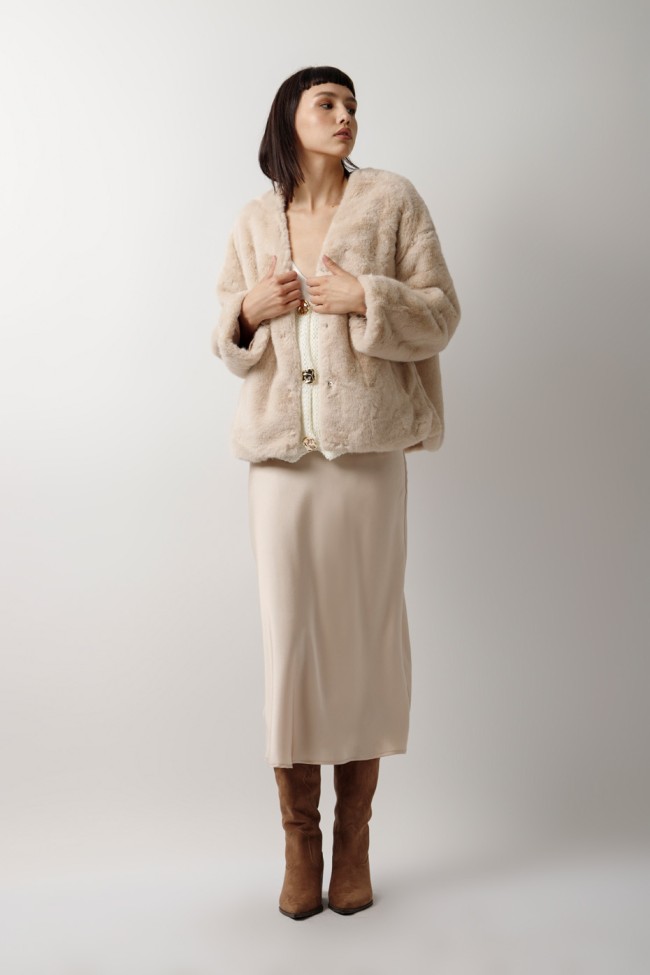 SATIN MIDI SKIRT WITH ELASTIC