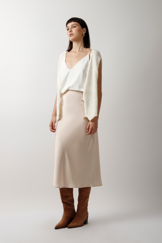 SATIN MIDI SKIRT WITH ELASTIC