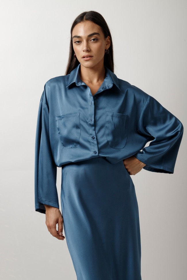 SATIN MIDI SKIRT WITH ELASTIC