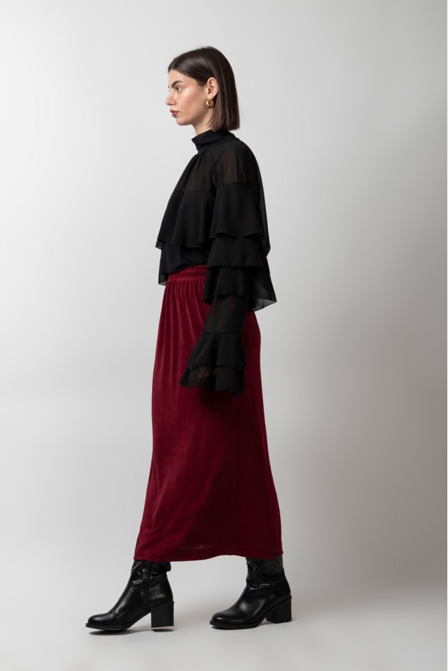 MIDI SKIRT WITH ELASTIC WAIST