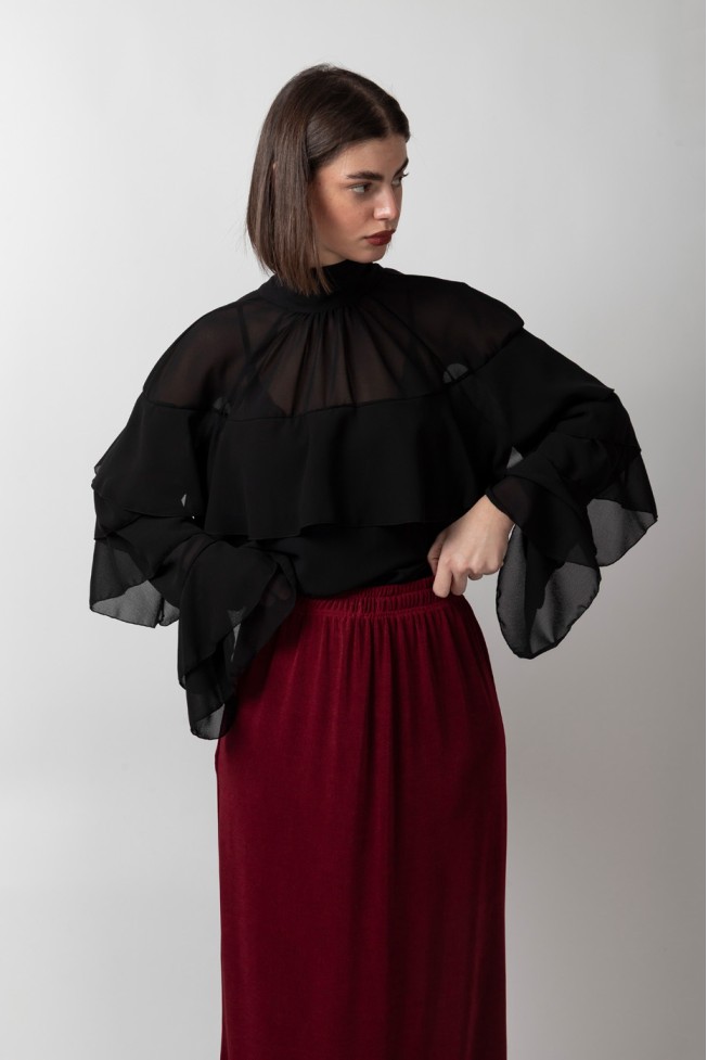 MIDI SKIRT WITH ELASTIC WAIST