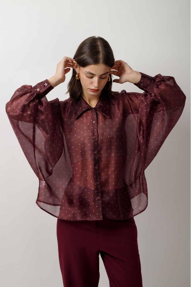 DOT SHIRT WITH BALLOON SLEEVES