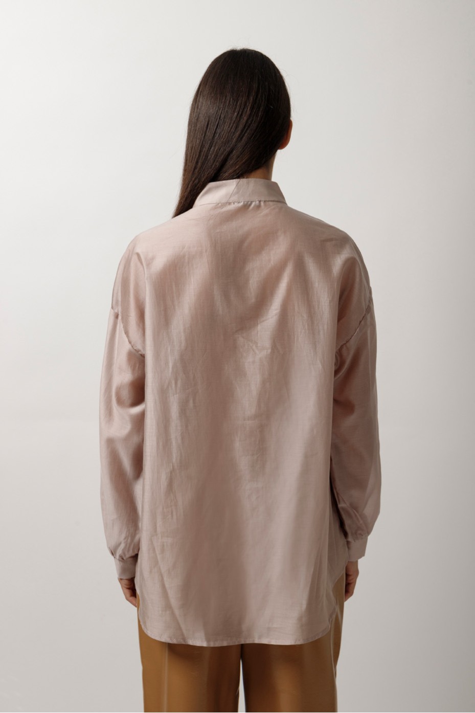 SEE-THROUGH SHIRT WITH MAO COLLAR