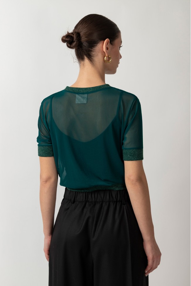 SHORT-SLEEVED TULLE BLOUSE