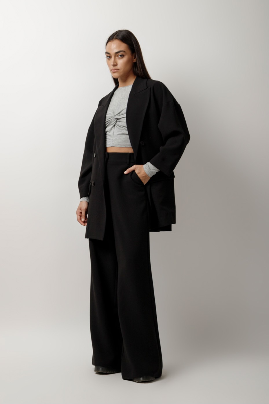 LONG SLEEVE ELASTIC CROP TOP