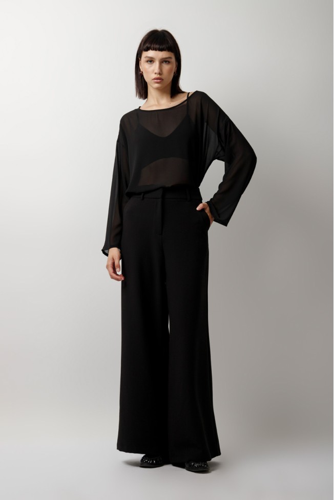 LONG SLEEVE SEE-THROUGH BLOUSE