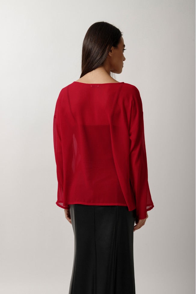 LONG SLEEVE SEE-THROUGH BLOUSE