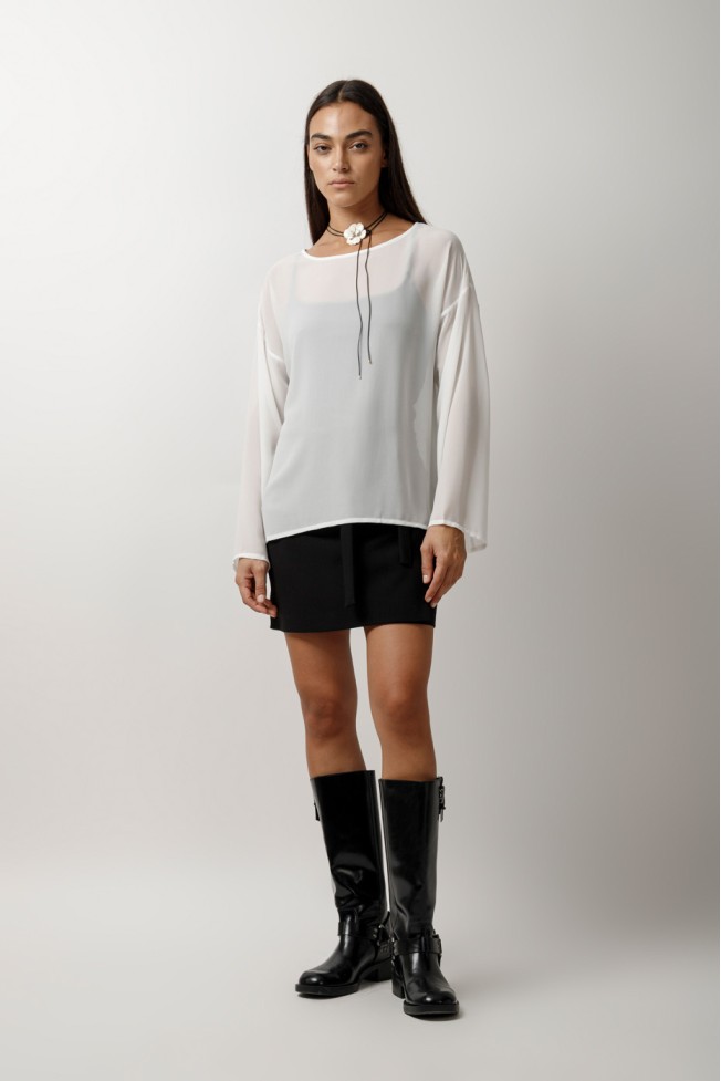 LONG SLEEVE SEE-THROUGH BLOUSE