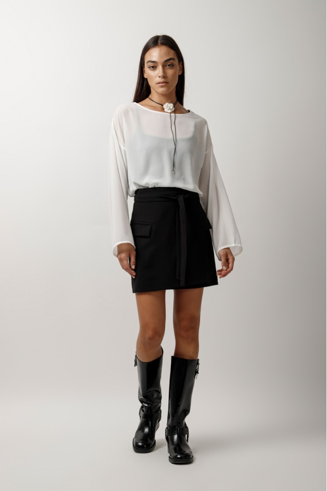 LONG SLEEVE SEE-THROUGH BLOUSE
