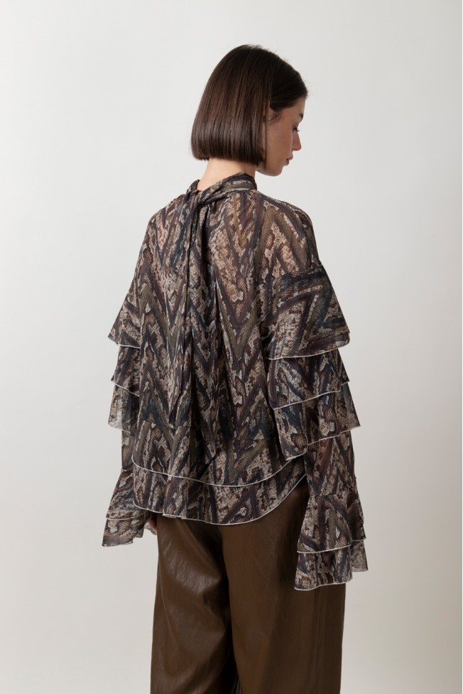 PRINTED BLOUSE WITH RUFFLES