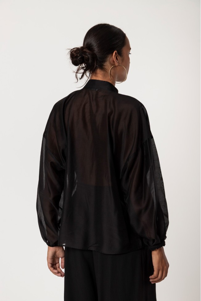 SEE-THROUGH V-NECK BLOUSE