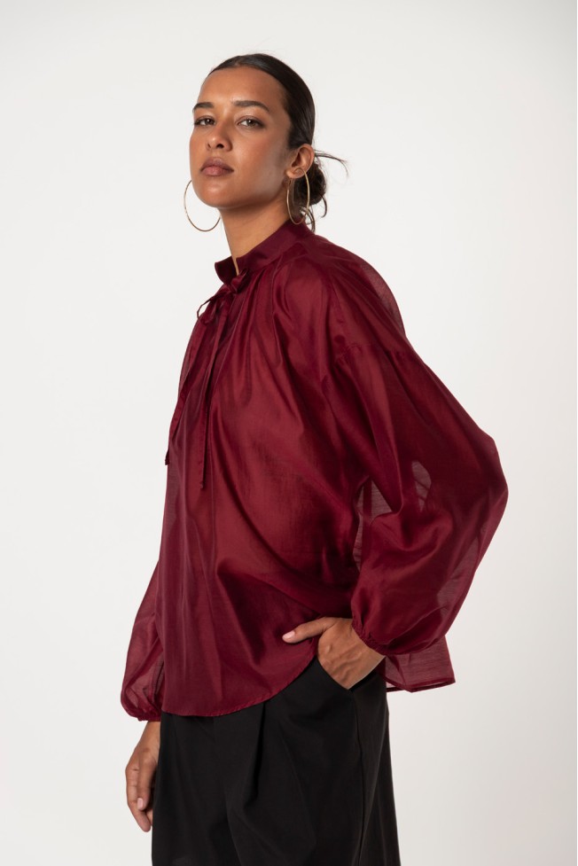 SEE-THROUGH V-NECK BLOUSE