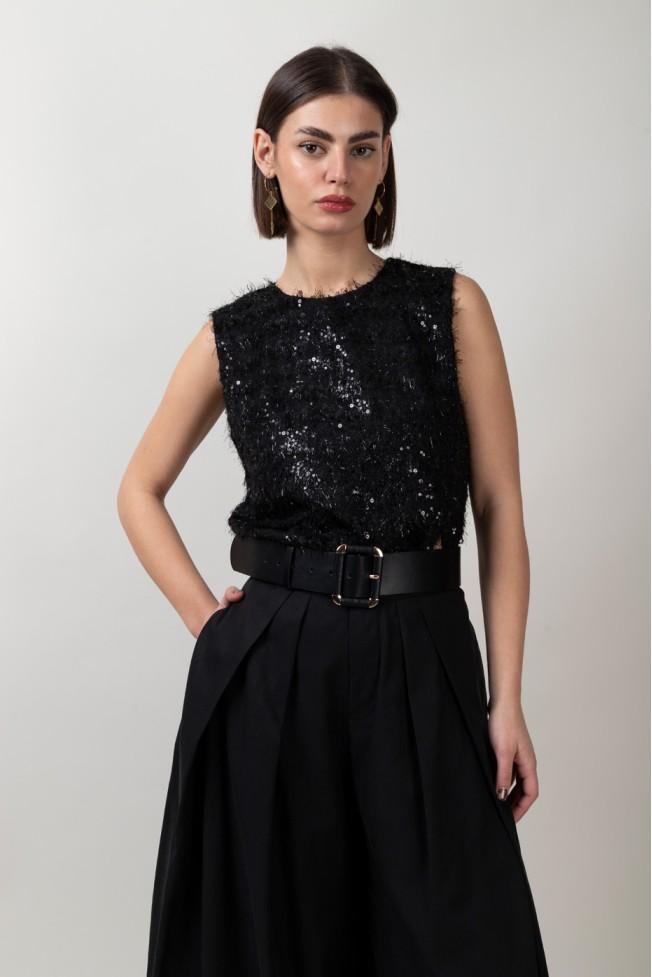 SEQUIN SLEEVELESS BLOUSE
