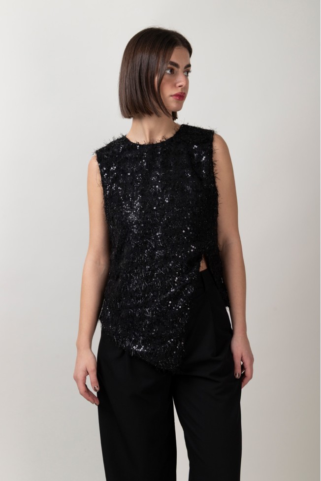SEQUIN SLEEVELESS BLOUSE