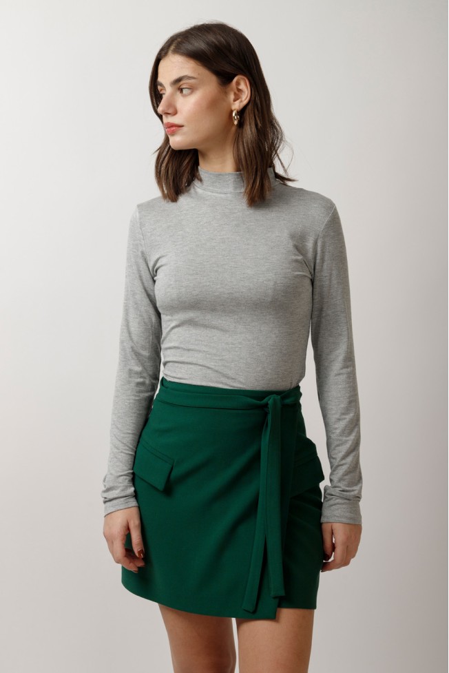 BAMBOO LONG SLEEVE HALTER BLOUSE