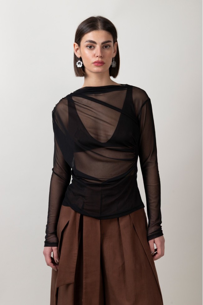 TULLE BLOUSE WITH RUFFLES