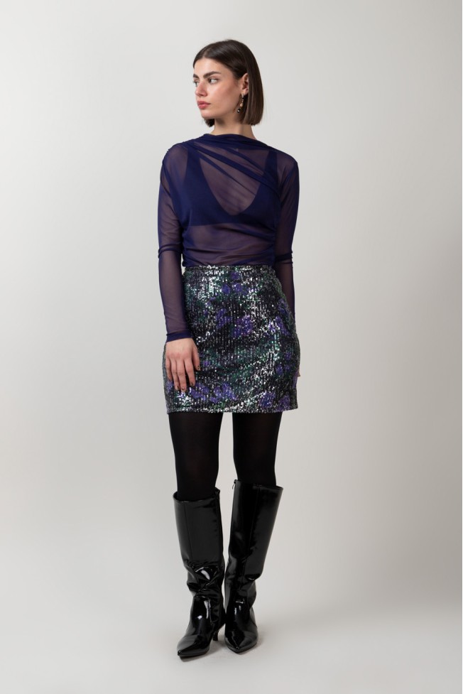 TULLE BLOUSE WITH RUFFLES