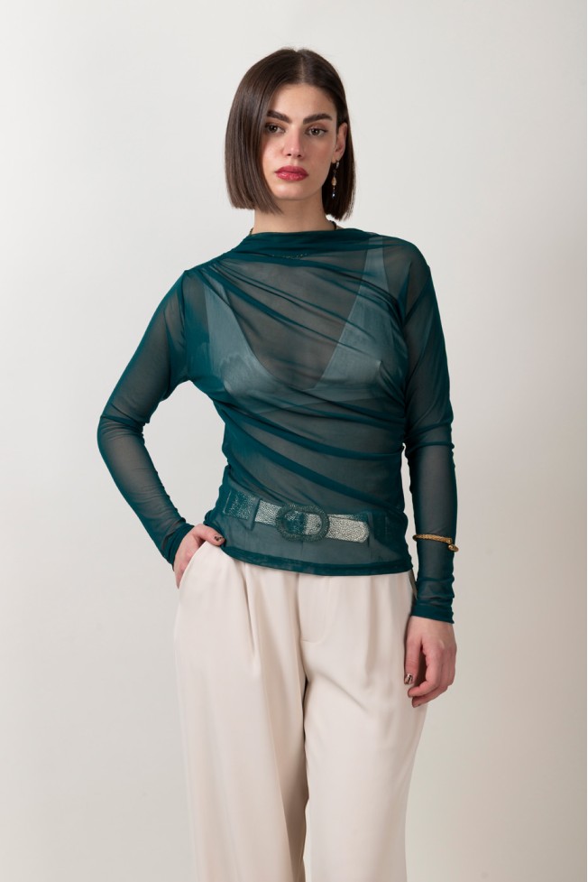 TULLE BLOUSE WITH RUFFLES