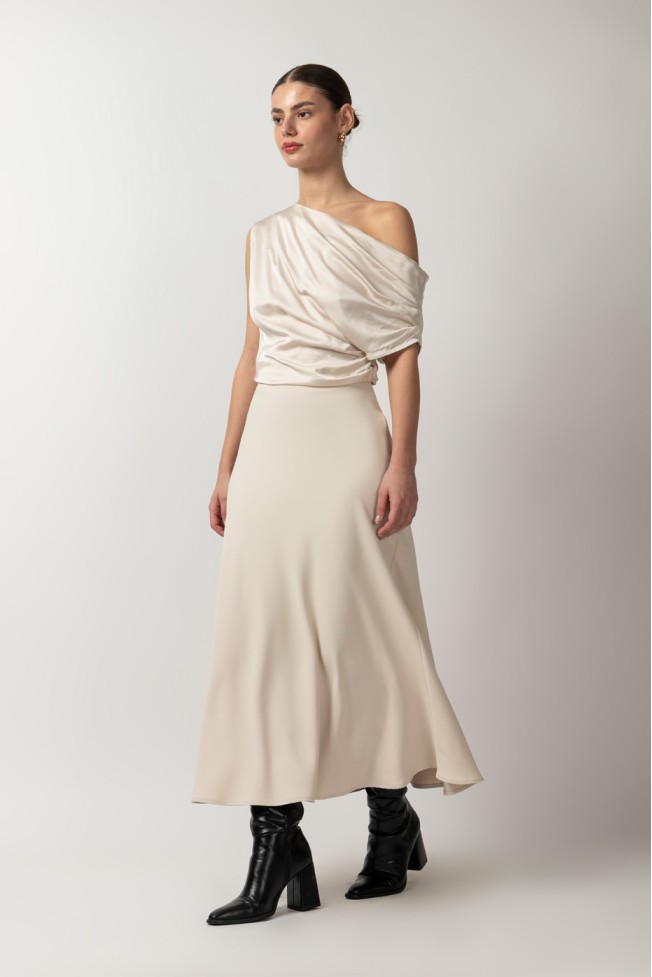 ONE-SHOULDER SATIN BLOUSE
