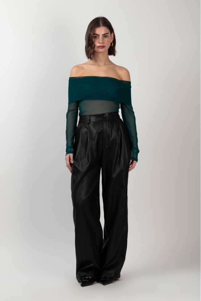 OFF-SHOULDER TULLE BLOUSE