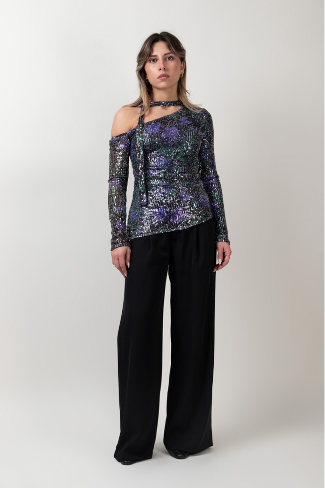 SEQUIN BLOUSE WITH ONE SHOULDER