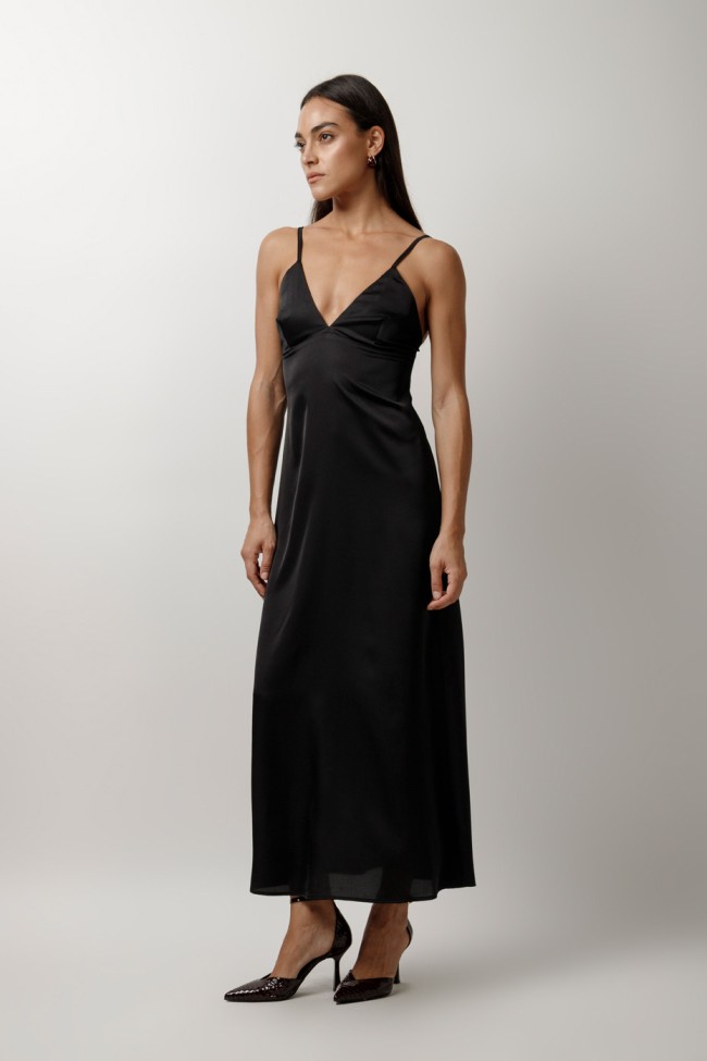 MAXI SATIN DRESS WITH STRAPS
