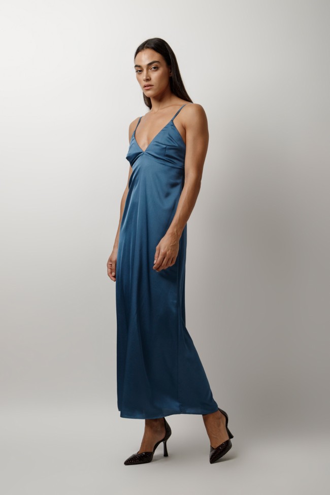 MAXI SATIN DRESS WITH STRAPS