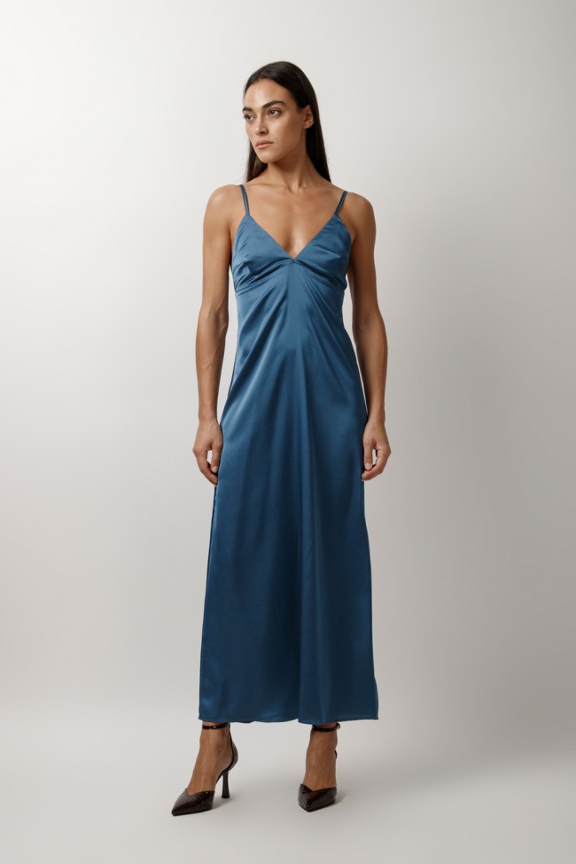 MAXI SATIN DRESS WITH STRAPS