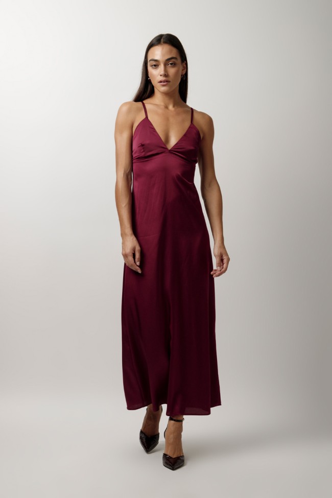 MAXI SATIN DRESS WITH STRAPS