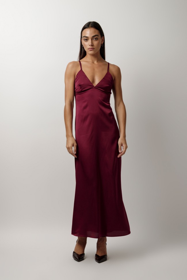 MAXI SATIN DRESS WITH STRAPS