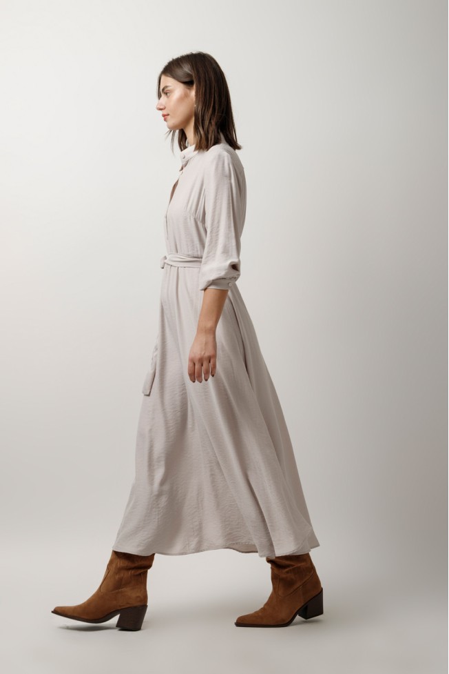 MIDI DRESS WITH BUTTONS AND BELT