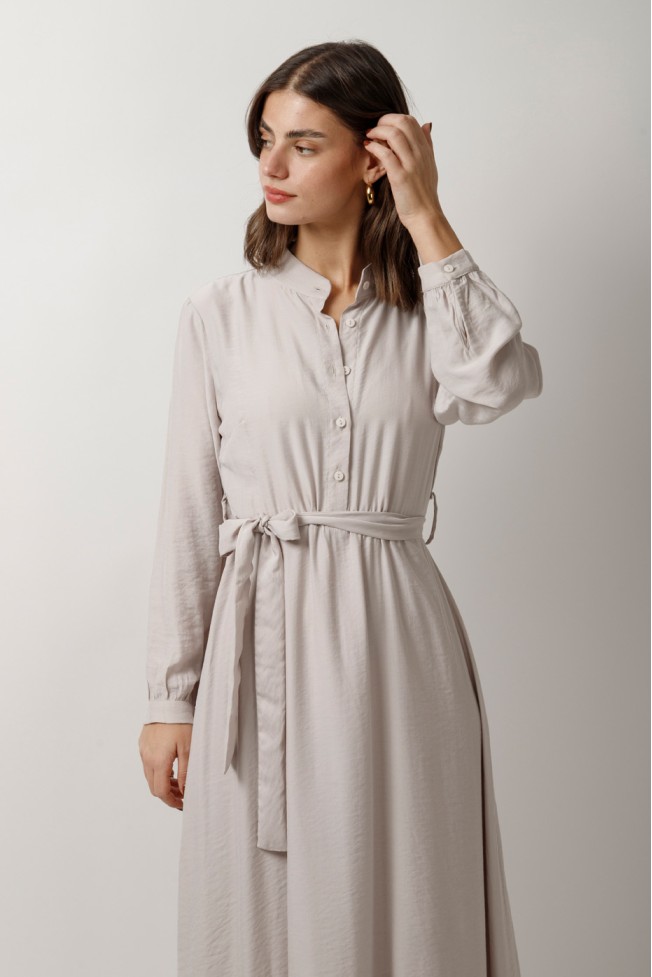 MIDI DRESS WITH BUTTONS AND BELT
