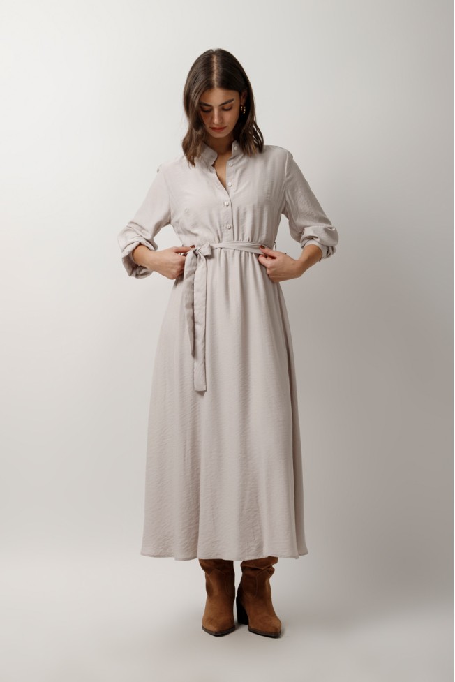 MIDI DRESS WITH BUTTONS AND BELT