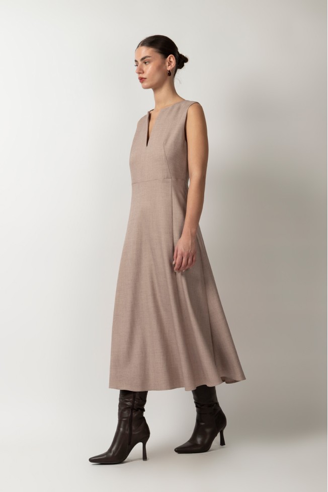 SLEEVELESS V-NECK MIDI DRESS