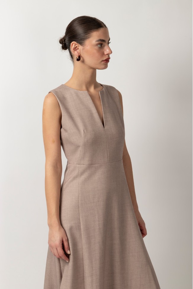 SLEEVELESS V-NECK MIDI DRESS