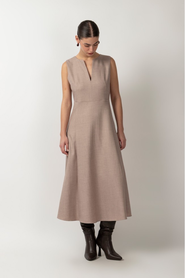 SLEEVELESS V-NECK MIDI DRESS