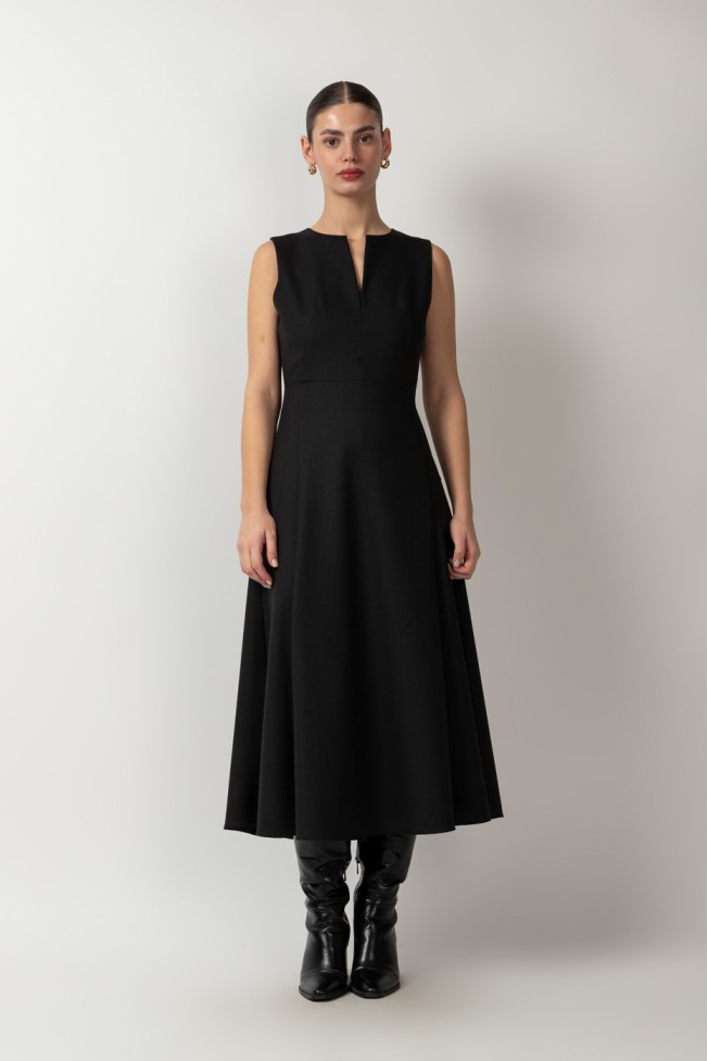 SLEEVELESS V-NECK MIDI DRESS