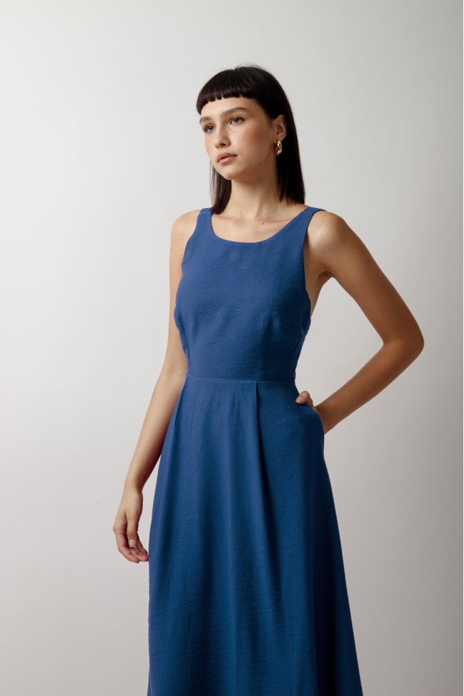MIDI DRESS WITH BACK OPENING