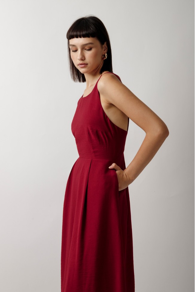 MIDI DRESS WITH BACK OPENING
