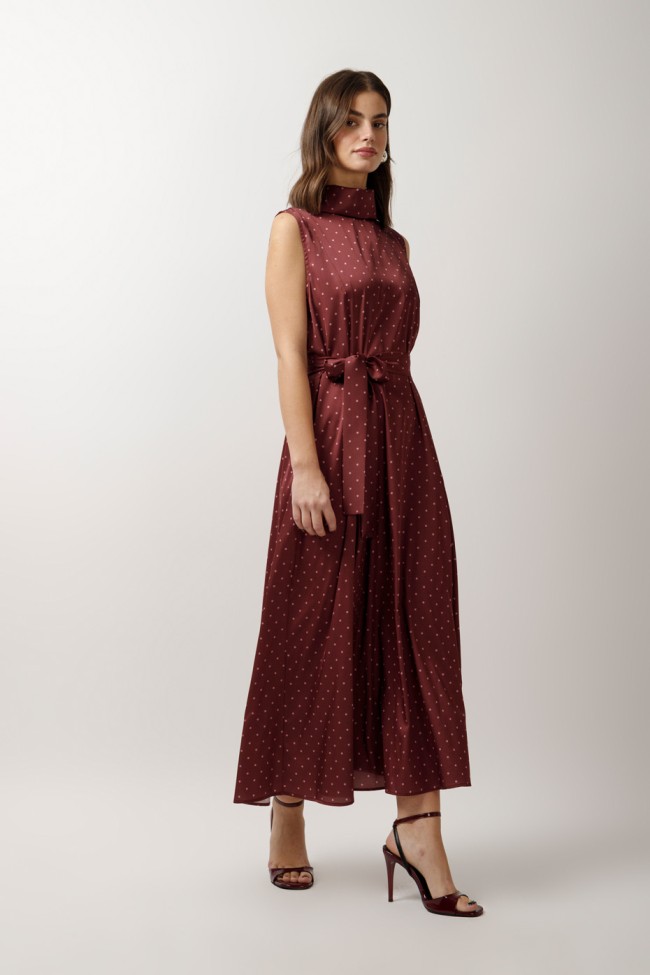 SLEEVELESS PRINTED TURTLENECK DRESS
