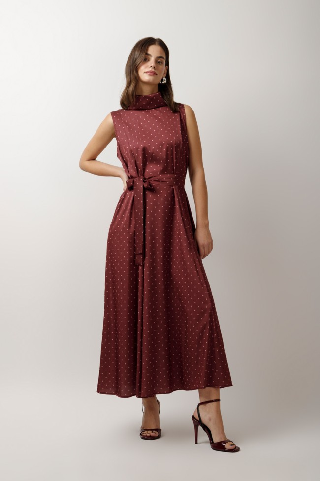 SLEEVELESS PRINTED TURTLENECK DRESS