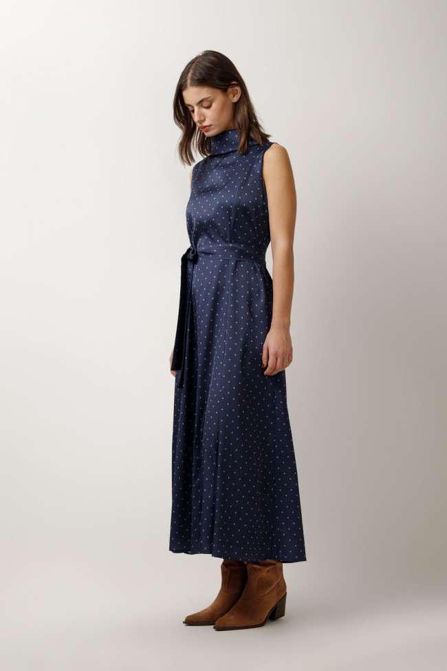 SLEEVELESS PRINTED TURTLENECK DRESS