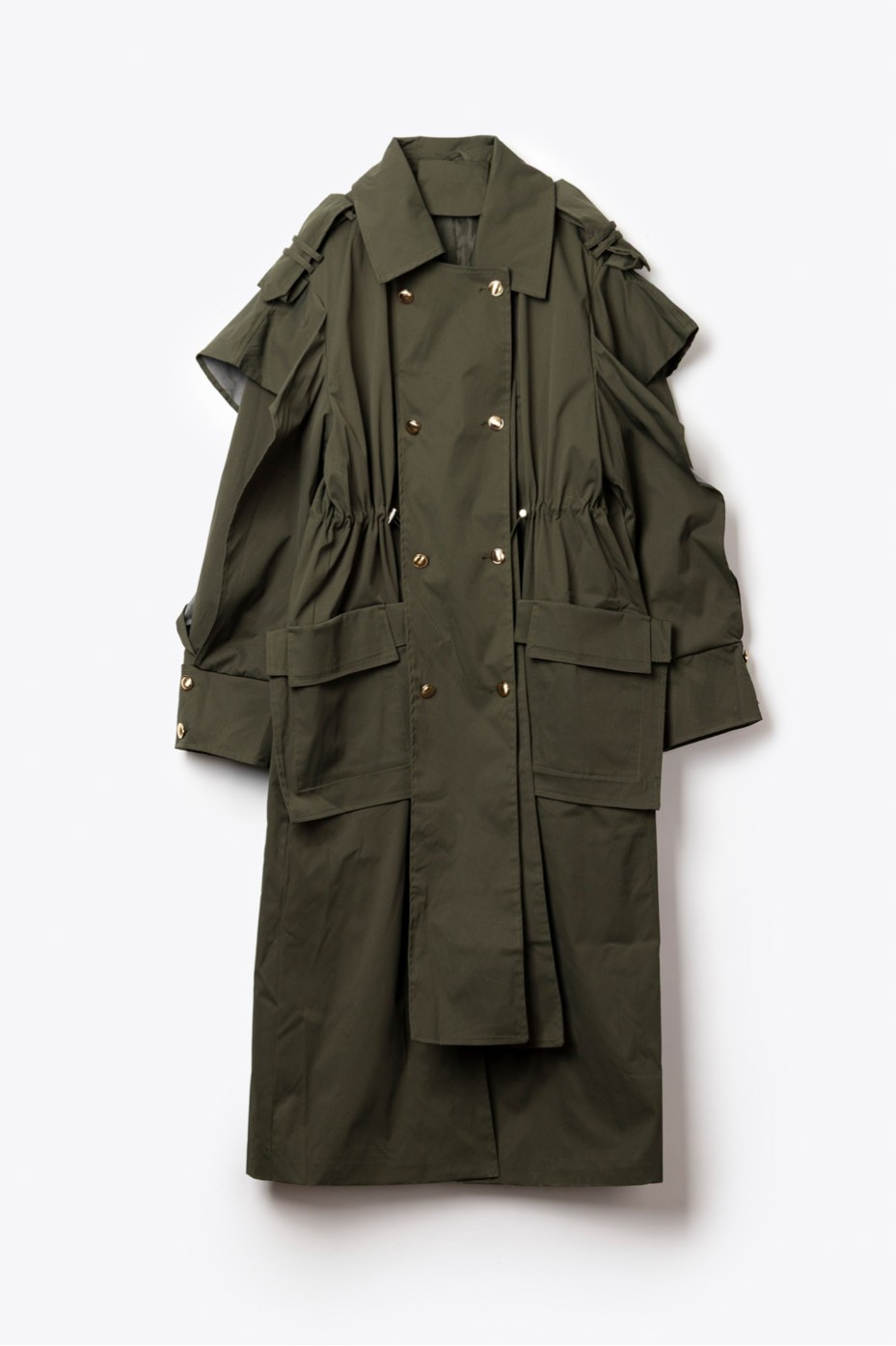 MAXI TRENCH COATS WITH EXTERNAL POCKETS