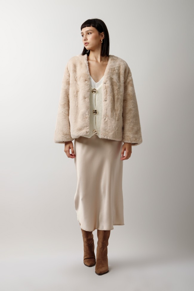SHORT FUR OVERALL WITH SIDE POCKETS