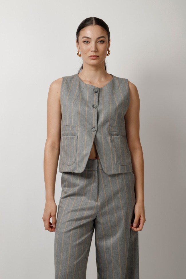 STRIPED VEST WITH POCKETS