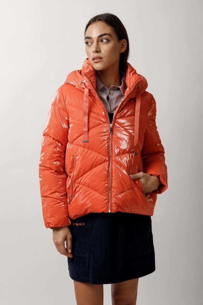 SHINY JACKET WITH HOOD