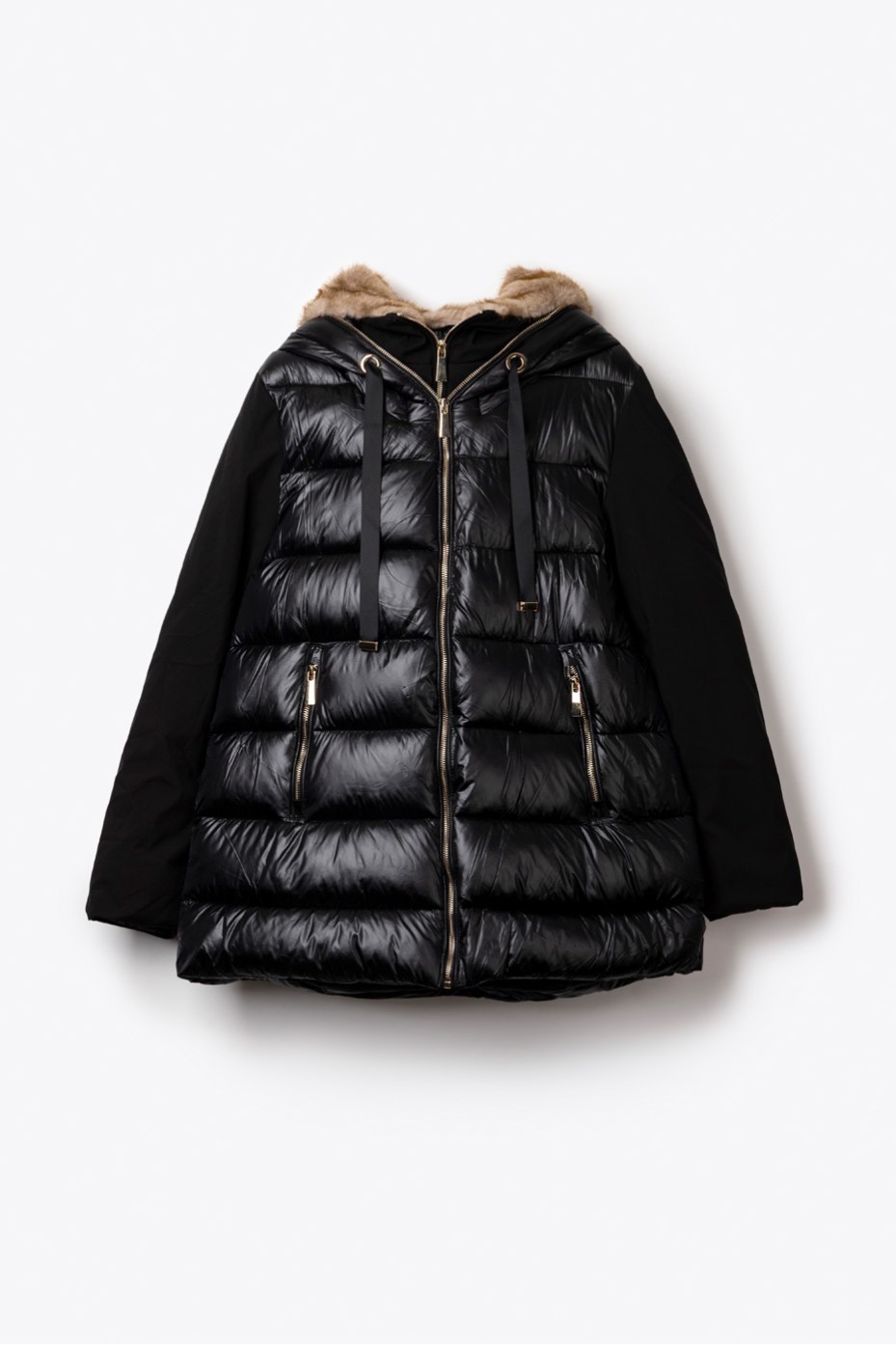 DOUBLE ZIPPER AND FUR ON THE HOOD